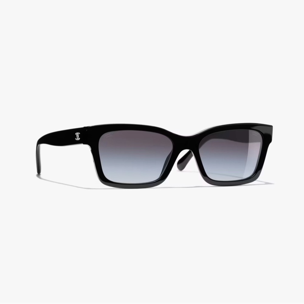 NEW with box and tags Authentic Chanel black "Square Sunglasses Classics."